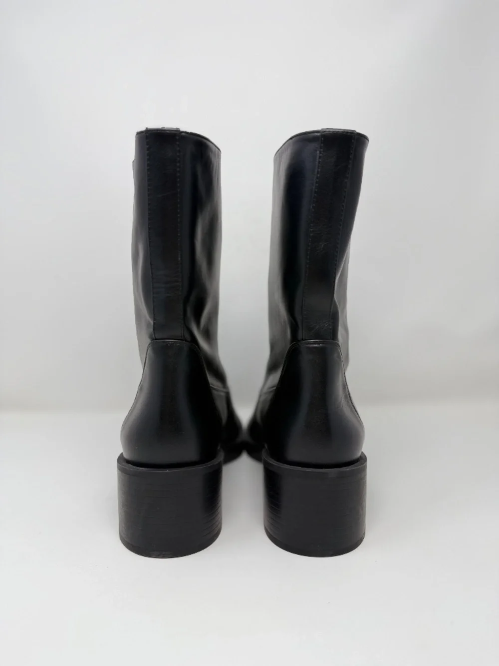 New Stuart Weitzman Kaia Leather Ankle Boot Black Sz 9.5